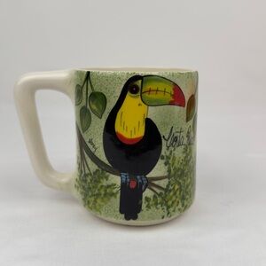 Hand Painted Toucan Coffee Mug Costa Rica Folk Art Signed Ceramic Cup